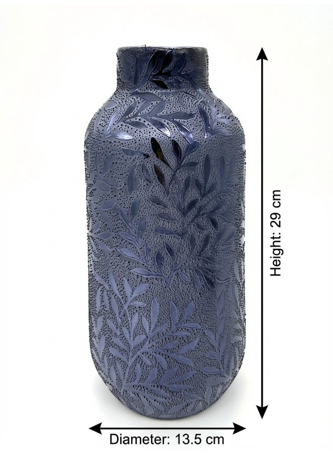 ايست من نون Ceramic Vase for Floral Decorative arrangement, Ht-29 cm | Blue Color | Flora Etch Design | Size -13.5x13.5x29 cm | Perfect for decorativing your living room, Ideal for decorating coffee table, dinning table, console table or any office or living space - Image 5